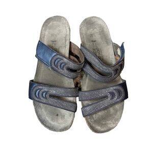 Naot Blue/Silver Metallic Sparkle Slide Sandals Women's 7/38